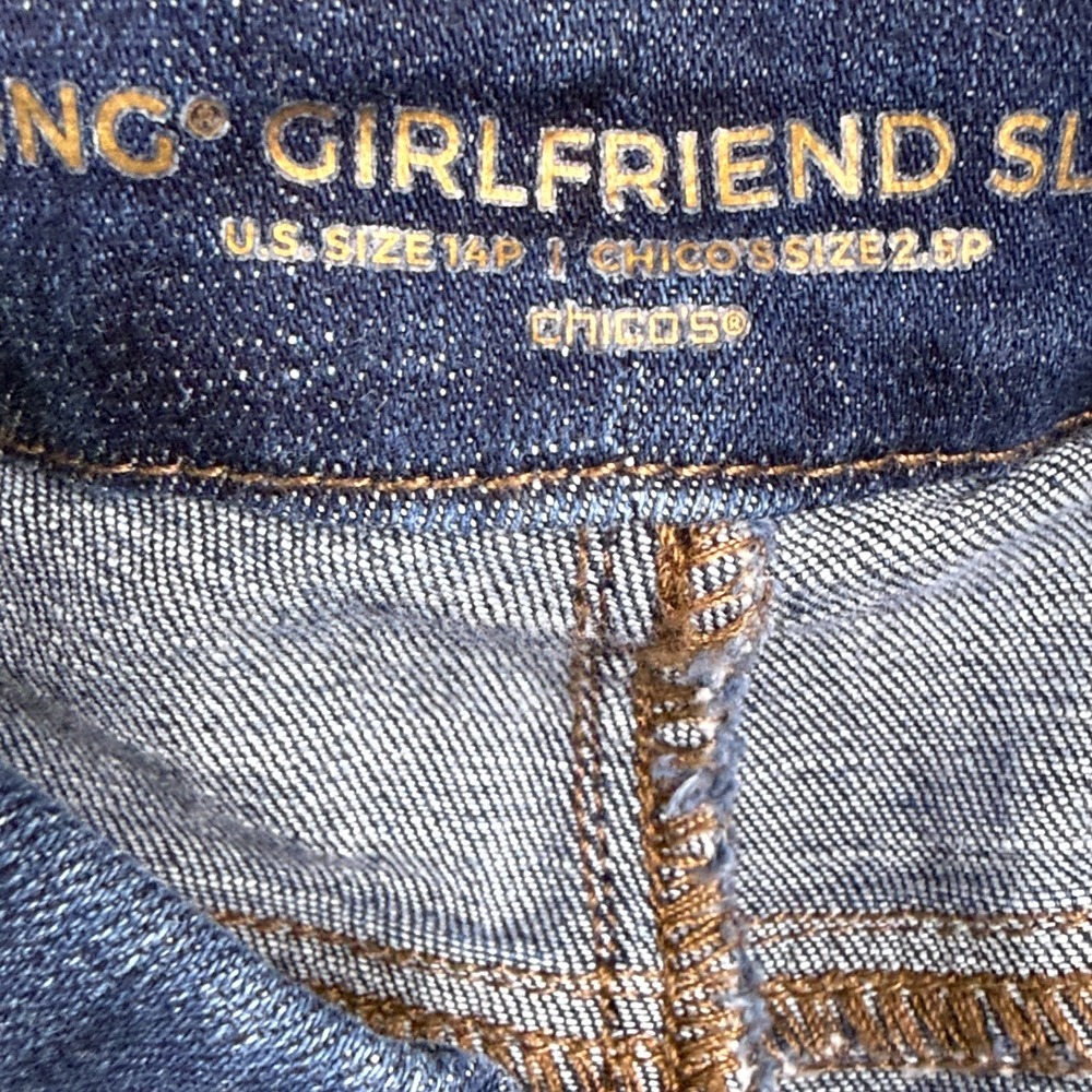 Chicos So Slimming Girlfriend Slim Leg Crop Jean US Size 14P 2.5P Mid Rise Denim - Picture 7 of 16